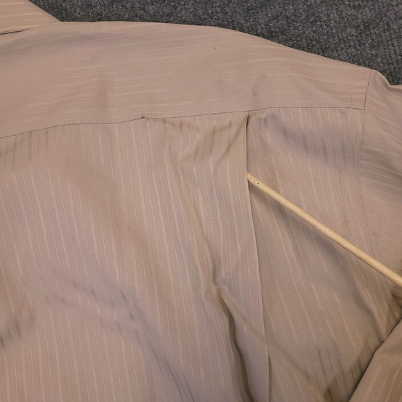 NWT Pronto Uomo Shirt Dress Shirt 18.5 36/37 Button Up Khaki Brown Tonal Stripe - Picture 8 of 16